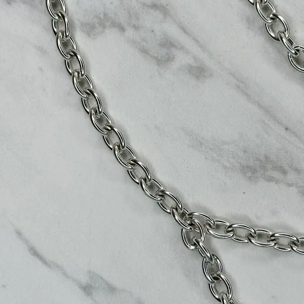Silver Tone Chain Belt Coin Charm Y2K Festival Style Extra Small/Small ✨